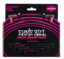 Charger l&#39;image dans la galerie, Ernie Ball P06224 Flat Ribbon Pedalboard Patch Cable - Right Angle to Right Angle - Multi Pack Black-(8286503436543)
