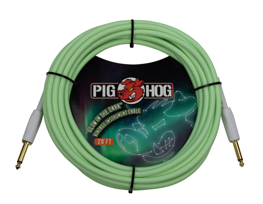 PIG HOG GLOW IN THE DARK INSTRUMENT CABLE 20FT PCH20GLOR