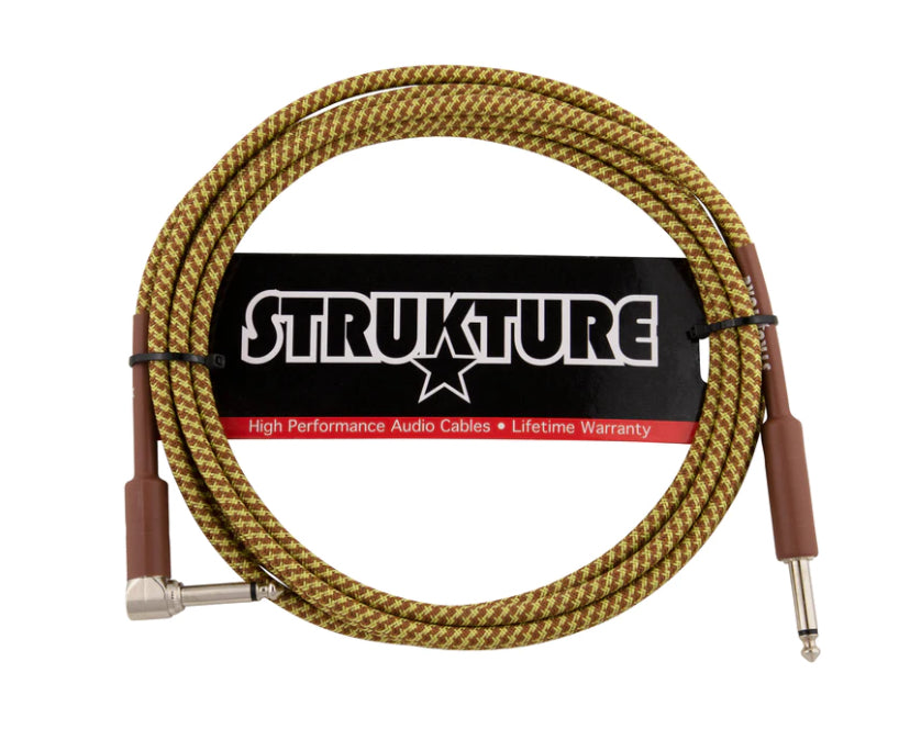 STRUKTURE SC10TWR INSTRUMENT CABLE - VINTAGE TWEED, 10 FT Right Angle