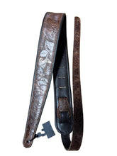 Charger l&#39;image dans la galerie, Godin Brown Embossed Leather Felt Padded Guitar Strap 052875
