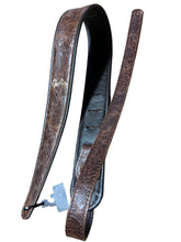 Charger l&#39;image dans la galerie, Godin Brown Embossed Leather Felt Padded Guitar Strap 052875
