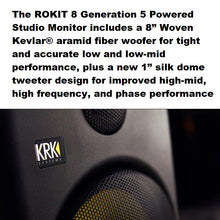 Load image into Gallery viewer, KRK RP8-G5 Rokit Generation 5 Active Studio Monitors - 8&quot; (NEW!) with Protective Speaker Grills (SINGLE) - OPEN BOX
