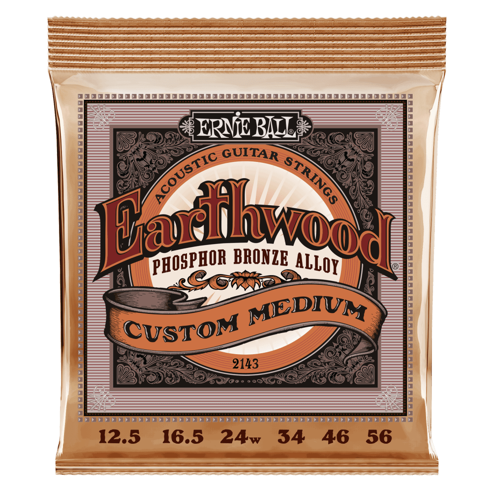 Ernie Ball 2143/3543 Custom Medium Earthwood Phosphor Bronze Acoustic Guitar Strings 12.5-56 Gauge