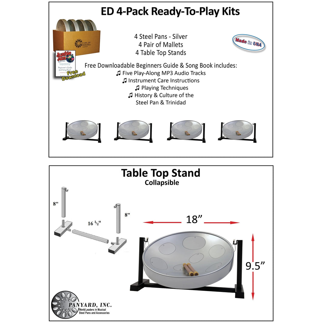 JJ Value 4-Packs- SAVE & FREE SHIPPING - Table Top Stand / Silver Pan (PANYARD)
