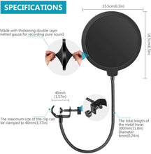 Load image into Gallery viewer, Microphone Pop Filter with Goose Neck &amp; Clamp - SALE
