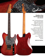 Load image into Gallery viewer, Godin 052455 Stadium Pro Electric Guitar RN with Bag - Sunset Burst - See Description
