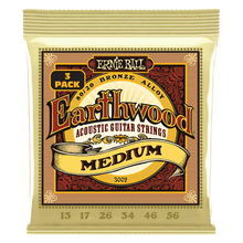 Load image into Gallery viewer, Ernie Ball Earthwood Medium 80/20 Bronze Acoustic Guitar Strings 13-56, 3 Pack
