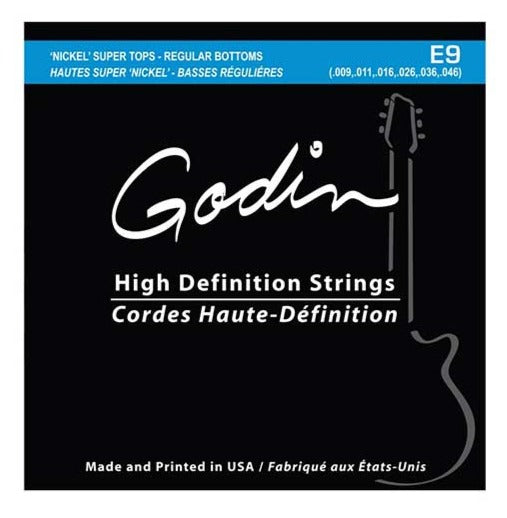 Godin Electric Nickel Guitar Strings Super Top Regular Bottom E9 Made by D'Addario