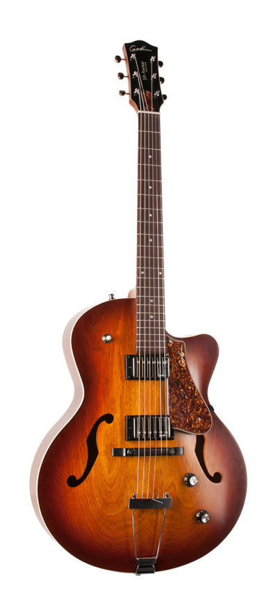 Godin 039289 / 050932 5th Avenue KingPin II HB CW Cognac Burst Cutaway Hollow Acoustic Body Guitar Made In Canada