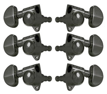 Load image into Gallery viewer, Grover 102BN Original Rotomatics with Round Button - Guitar Machine Heads, 3 + 3 - Black Nickel
