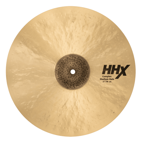 SABIAN 11502XCN 15 inch HHX Complex Medium Hats cymbal with raw bell and dark hammered finish