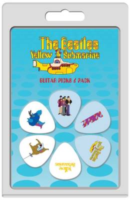 Perris The Beatles Yellow Submarine Licensed Guitar Picks - 6 Pack, White and Blue, Pattern 1