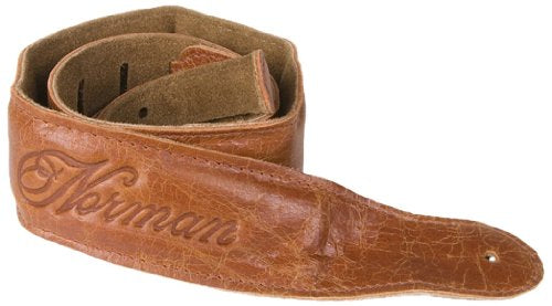 Norman Saddle Brown Padded Guitar Strap with Embossed Logo 036967