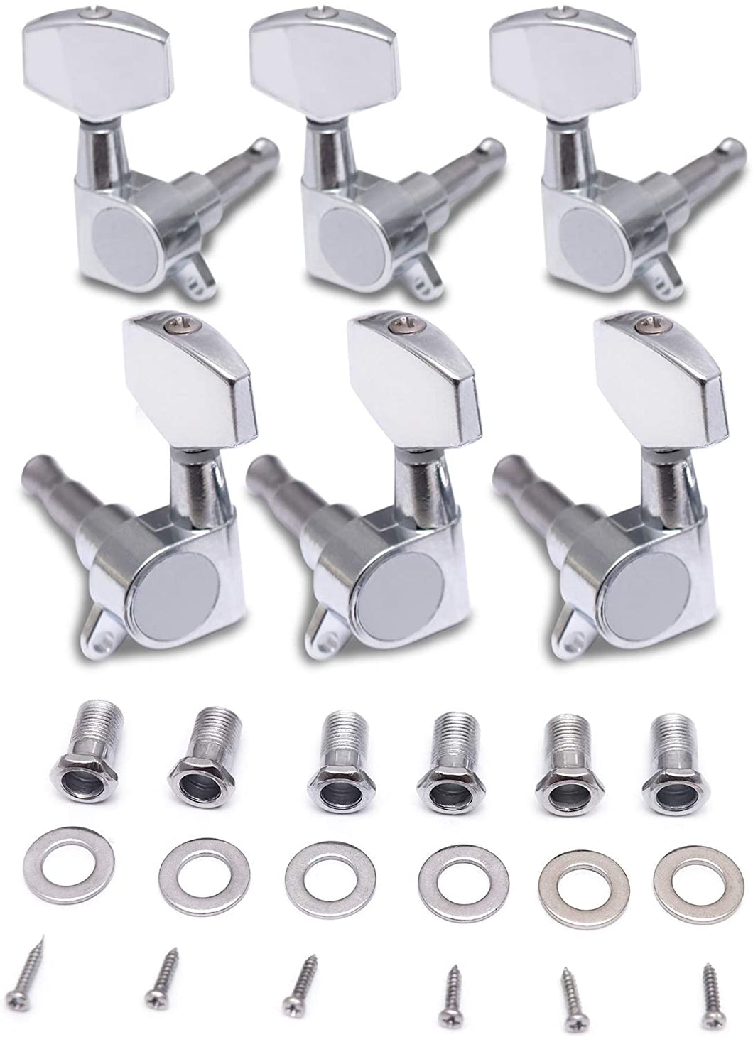 Sealed String Tuning Pegs Keys Machines Heads Tuners 3L 3R Electric Guitar Acoustic Guitar Parts Replacement Chrome.