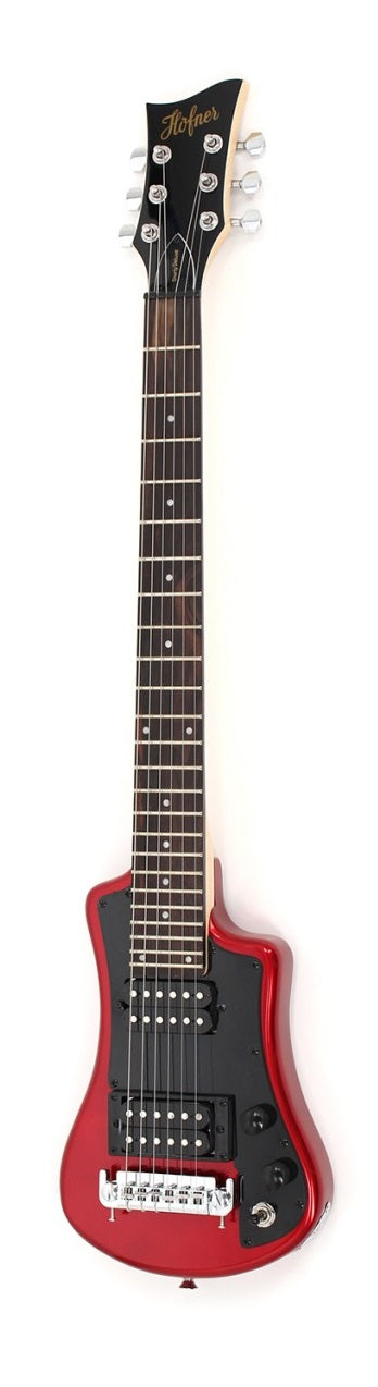 Hofner HOF-HCT-SH-DLX- RO Deluxe Shorty Guitare électrique de voyage - Rouge - avec housse 