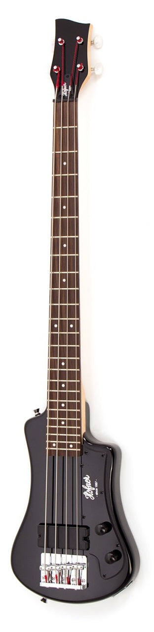 Hofner HOF-HCT-SHB- BK-O Shorty Electric Travel Bass Guitar - Black - with Gig Bag