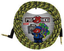 Charger l&#39;image dans la galerie, Pig Hog Yellow Graffiti - Câble d&#39;instrument à angle droit de 20 pieds
