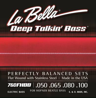 La Bella 760FHBB Beatle Bass Cordes de basse en acier inoxydable à enroulement plat 50-100