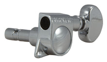 Charger l&#39;image dans la galerie, Grover 406C6 Mini Locking Rotomatics avec bouton rond - Mécaniques pour guitare, 6 en ligne, côté basse (gauche) - Chrome
