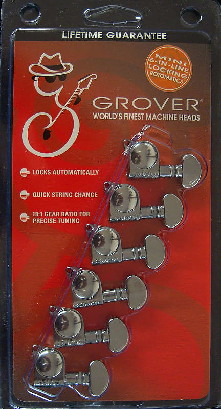 Grover 406CL6 Mini Rotomatic Locking Tuners 6 In-Line, Left Hand, Chrome Finish