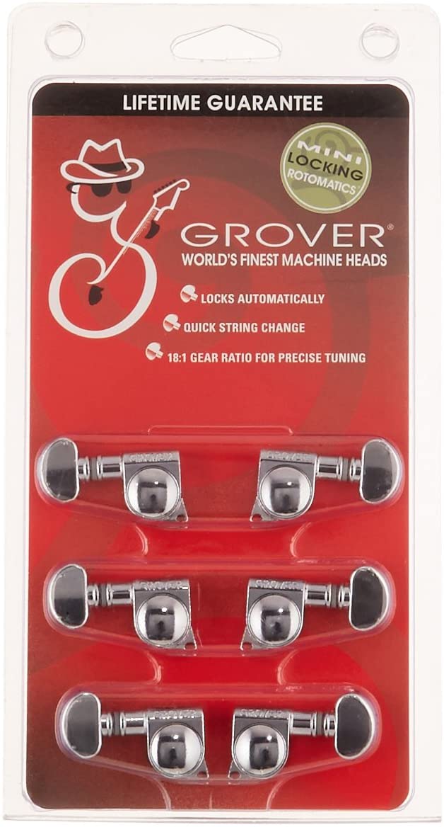 Grover 406C Rotomatic Mini 3 têtes de machine autobloquantes latérales, chrome 