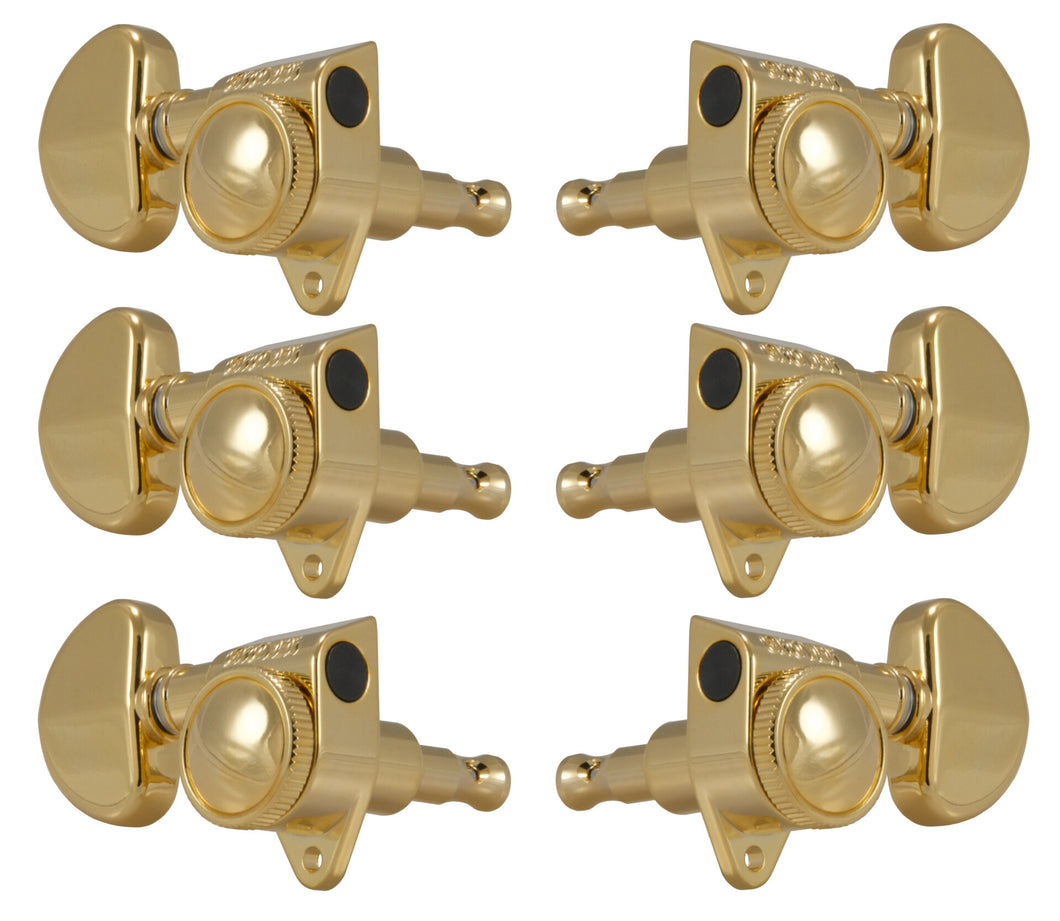 Grover 502G Roto-Grip Locking Rotomatics with Round Button - Guitar Machine Heads, 3 + 3 - Gold