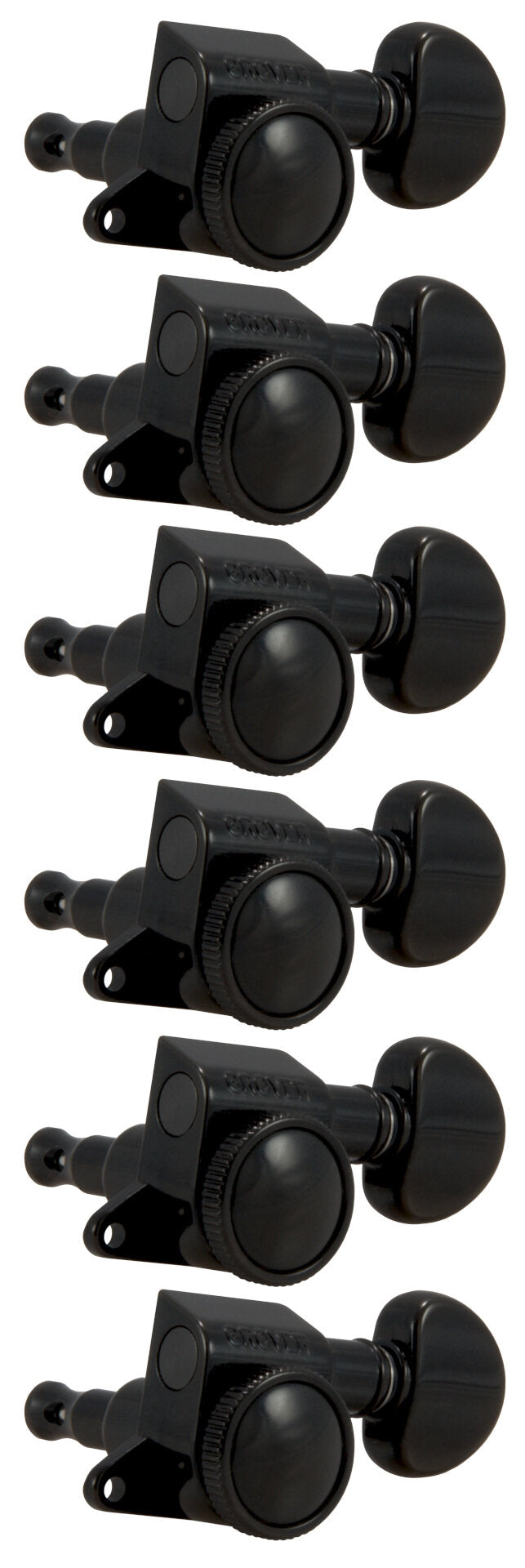 Grover 505BC6 Mini Roto-Grip Locking Rotomatics - Guitar Machine Heads, 6-in-Line, Bass Side (Left) - Black Chrome