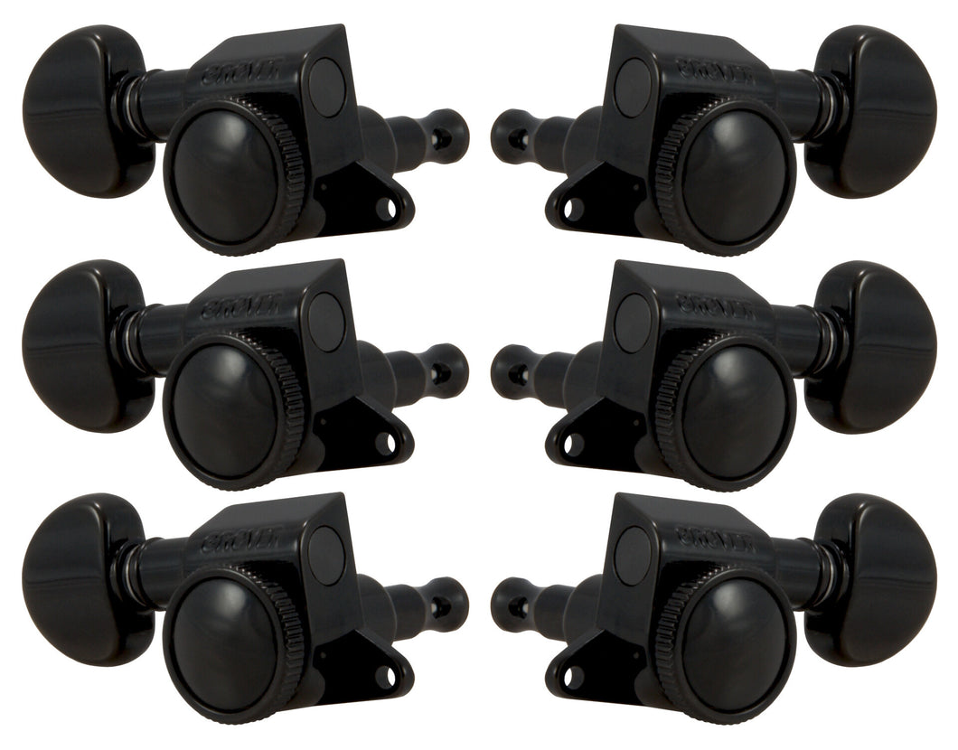 Grover 505BC Mini Roto-Grip Locking Rotomatics - Guitar Machine Heads, 3 + 3 - Black Chrome