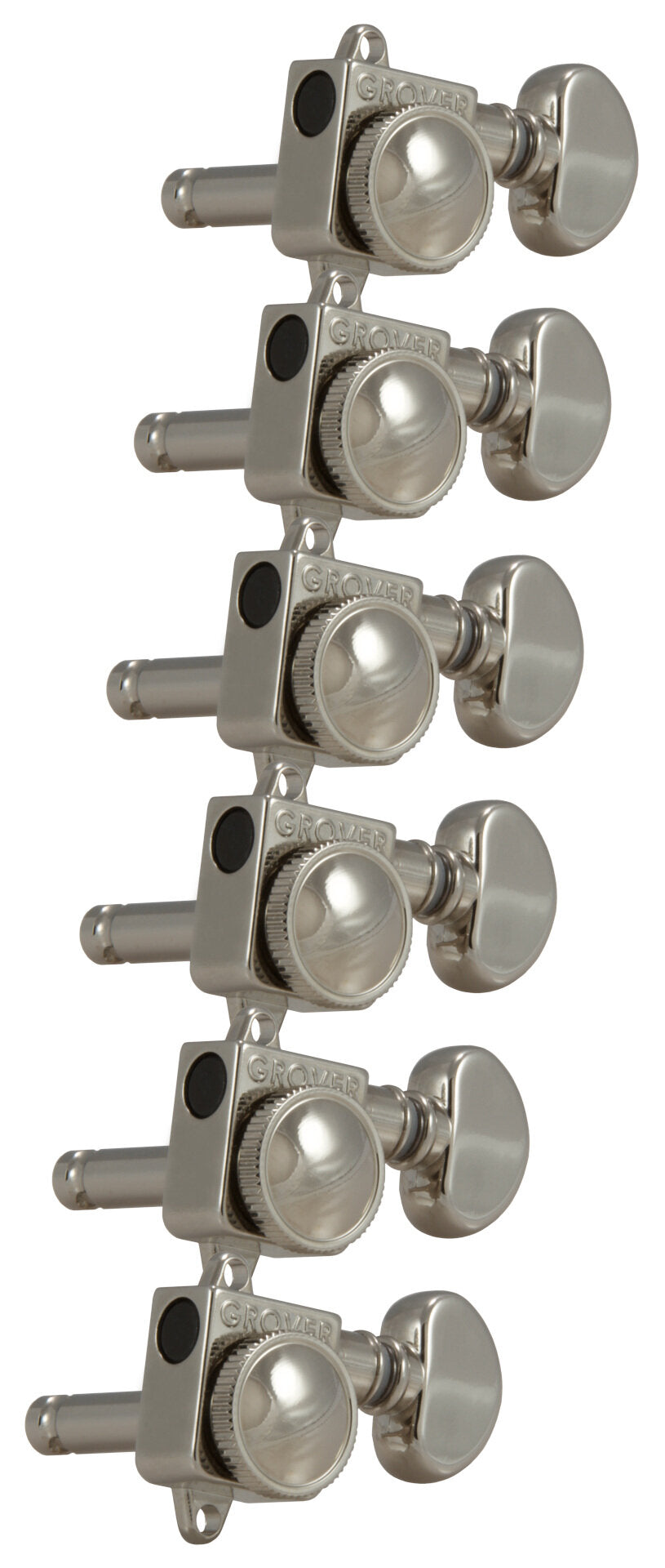Grover 505FVN Roto-Grip Locking Rotomatics for Vintage F-Style Tuners - Guitar Machine Heads, 6-in-Line, Bass Side (Left) - Nickel