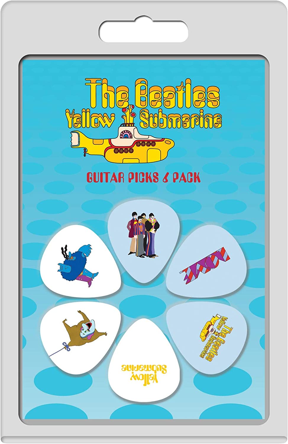 Perri’s Leather The Beatles Yellow Submarine Licensed Guitar Picks - 6 Pack, Blue and White, Pattern 2