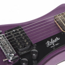 Load image into Gallery viewer, Hofner HOF-HCT-SH-PU-O Shorty Electric Travel Guitar - Metallic Purple - with Gig Bag
