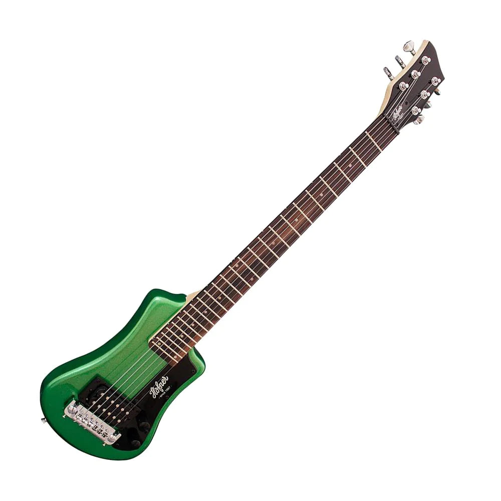 Hofner HCT-SH-CG-O Shorty Electric Travel Guitar, Cadillac Green w/Gig Bag