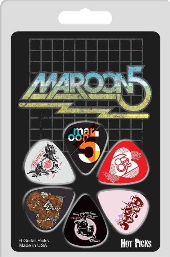 Maroon 5 Officially Licensed Guitar Picks 6 Pack Collectible Perri's #6MARRCS01