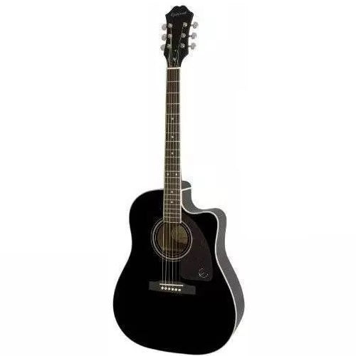Epiphone AJ-220SCE Solid Spruce Top Acoustic Electric Guitar w/Cutaway - Ebony-(7757795950847)