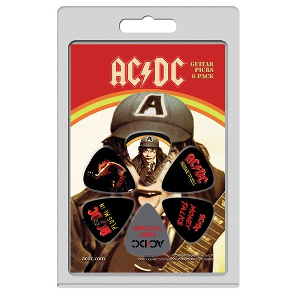 Perri’s Leather ACDC Licensed LP-ACDC2 Guitar Picks - 6 Pack, Black and Red
