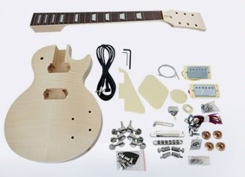 Custom Flame Maple Les Paul Style DIY Electric Guitar Kit-(6754473607362)