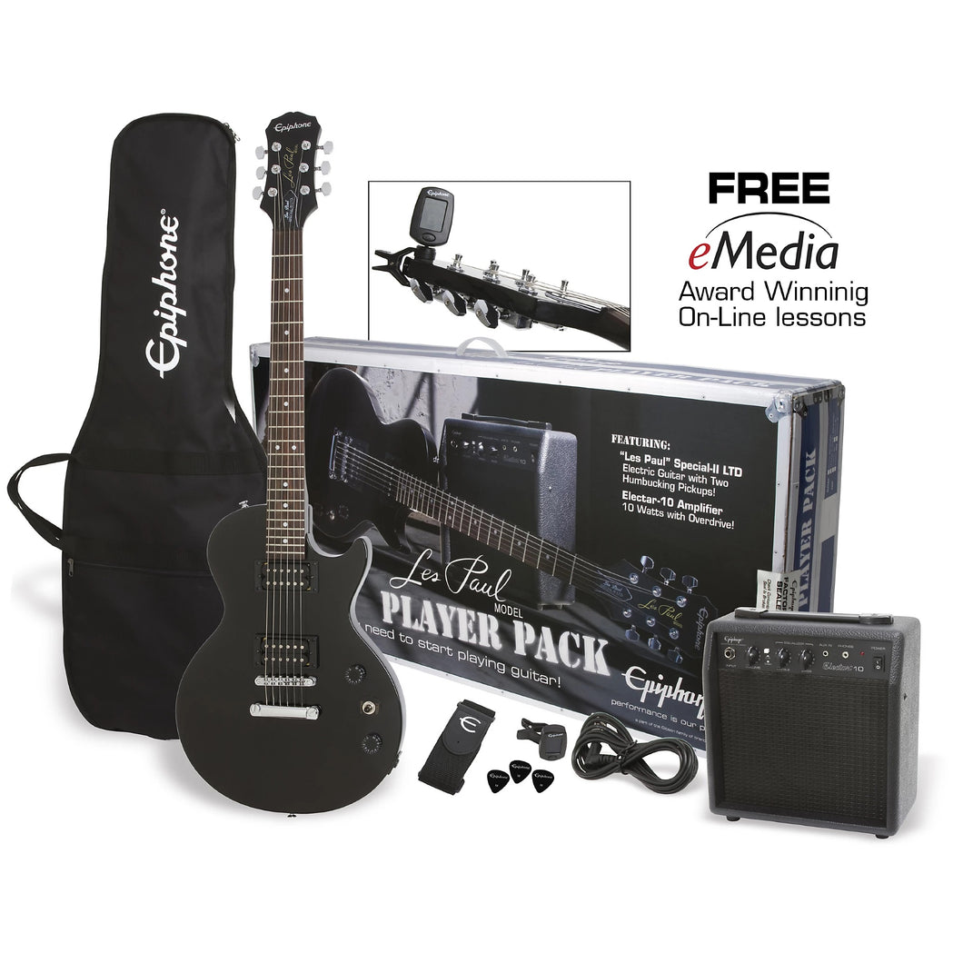 Epiphone Les Paul Electric Guitar Player Pack - Ebony-(7798015426815)