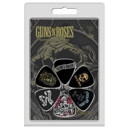 Perri’s Leather Guns N' Roses Licensed LP-GNR4 Guitar Picks - 6 Pack, Black, Grey, White