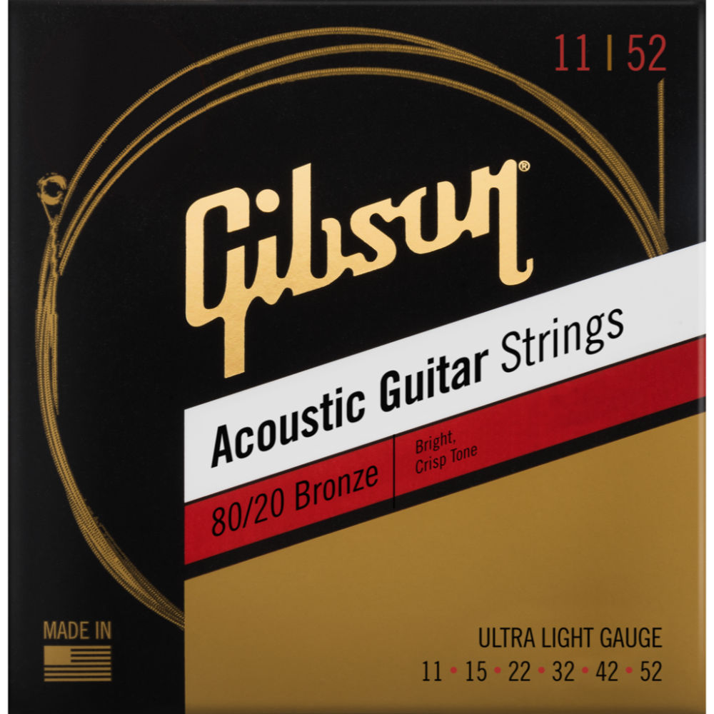 Cordes de guitare acoustique Gibson 80/20 Bronze - Ultra légères 11-52