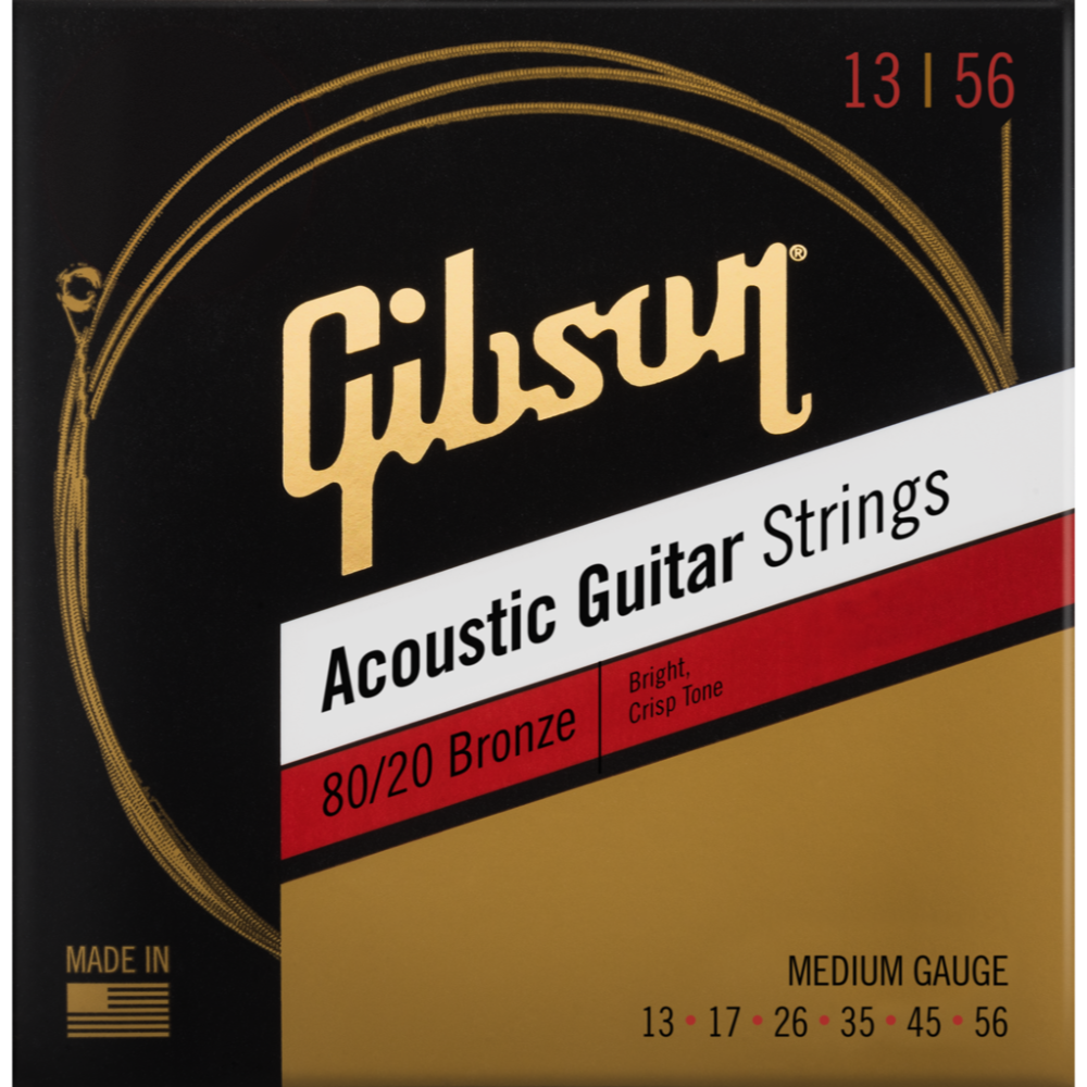 Cordes de guitare acoustique Gibson 80/20 Bronze - Medium 13-56