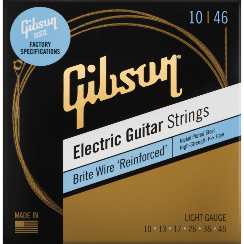 Cordes de guitare électrique renforcées Gibson G-BWR10 Brite Wire - Légères, 10-46