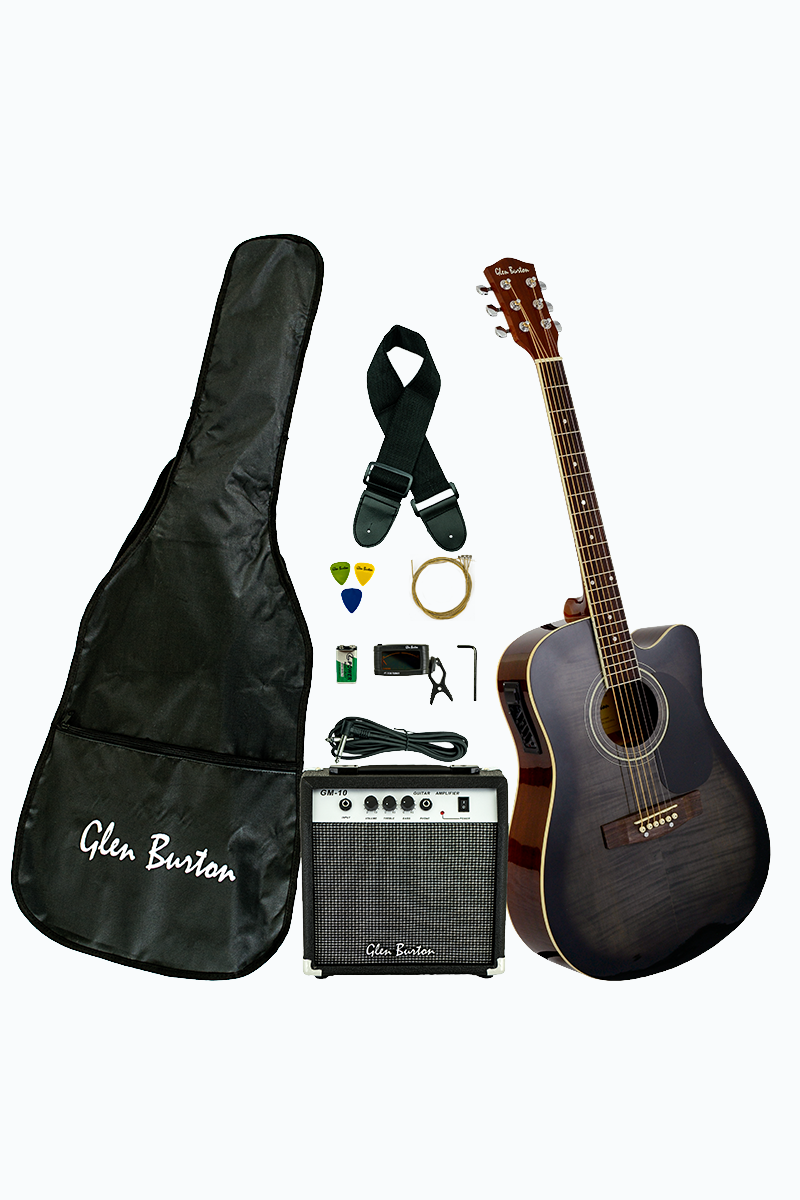 Glen Burton Acoustic Electric Guitar Combo Package - Black