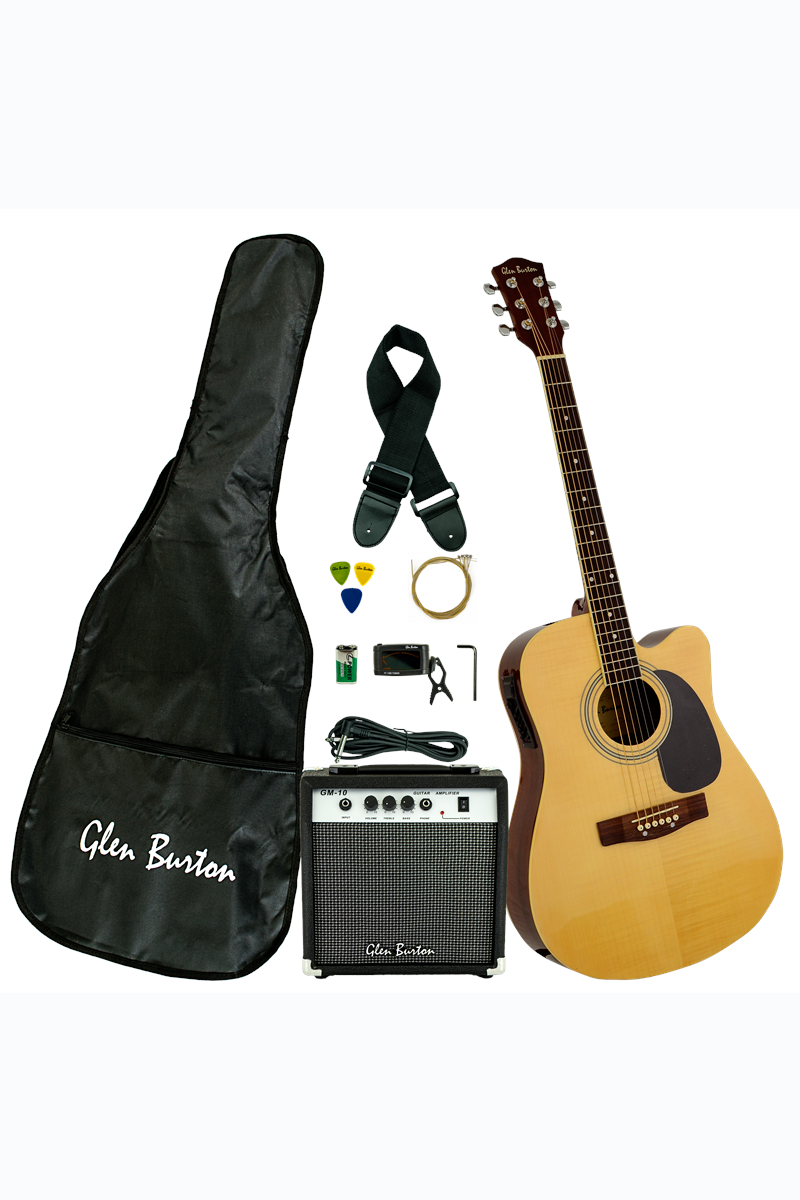 Glen Burton Acoustic Electric Guitar Combo Package - Natural