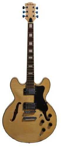 Glen Burton Memphis 335 style semi hollow body electric guitar in natural finish with maple body and rosewood fingerboard