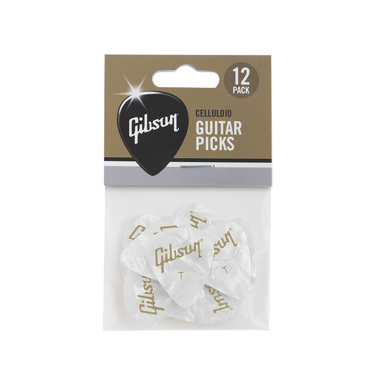 Gibson White Pearloid Pick Thin Standard 12-Pack