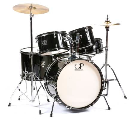 Granite Percussion JR5 5 Piece Junior Drum Set w/Cymbals, Throne & More