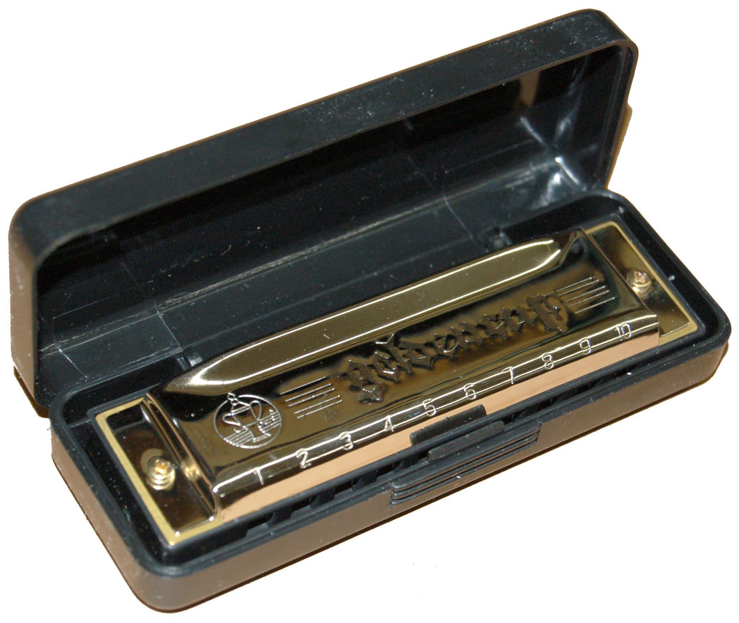Golden Cup 10 Hole Harmonica with Case