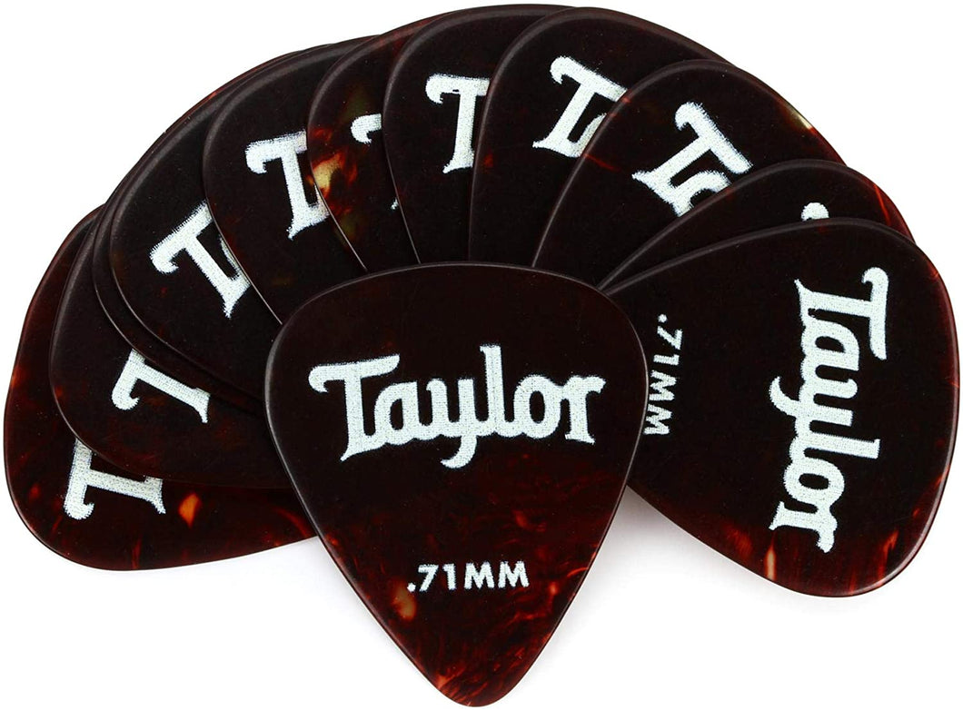 Taylor Picks - Celluloid 351, Tortoise Shell, .71 mm, 12 Pack