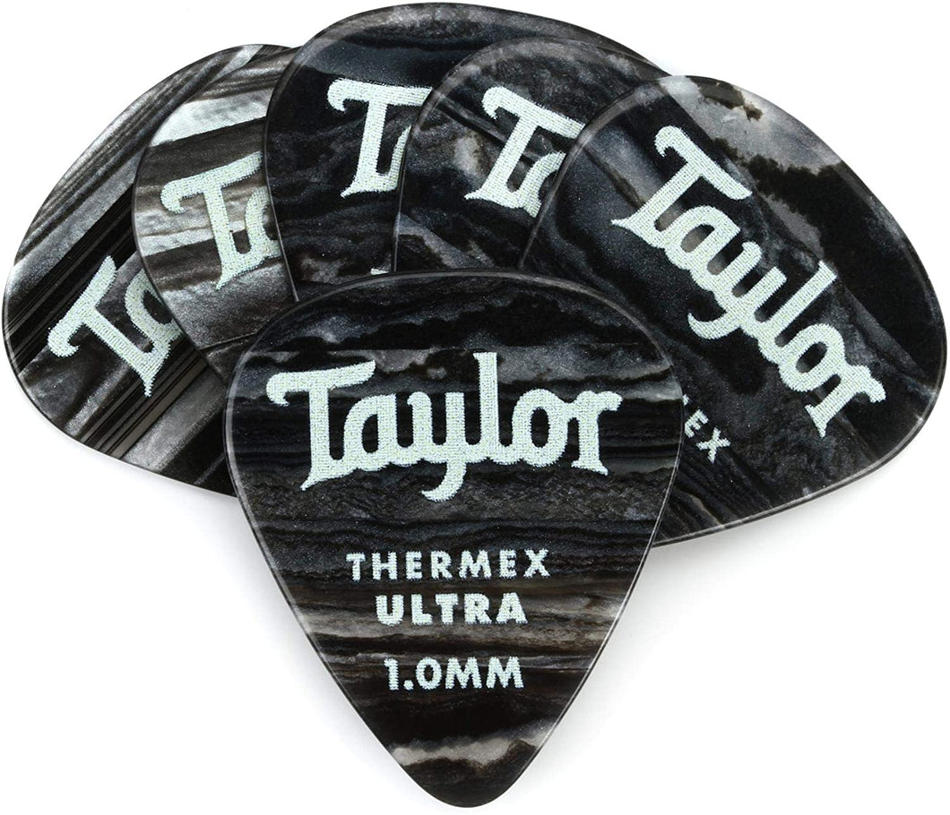 Taylor Picks - Premium 351 Thermex Ultra, Black Onyx, 1 mm, 6 Pack
