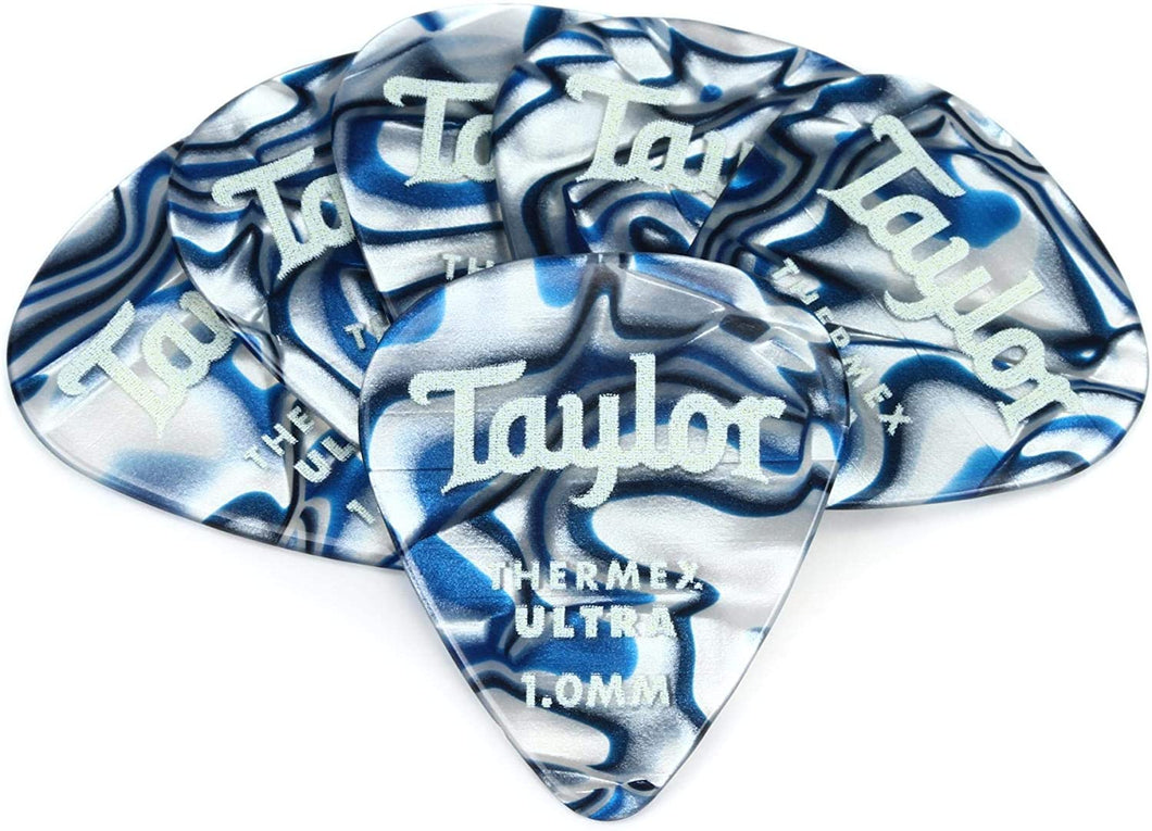 Taylor Picks - Premium 351 Thermex Ultra, Blue Swirl, 1 mm, 6 Pack